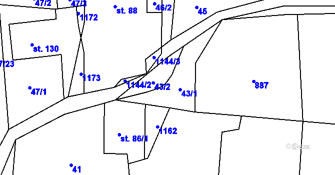 Parcela st. 43 v KÚ Kladno u Hlinska, Katastrální mapa