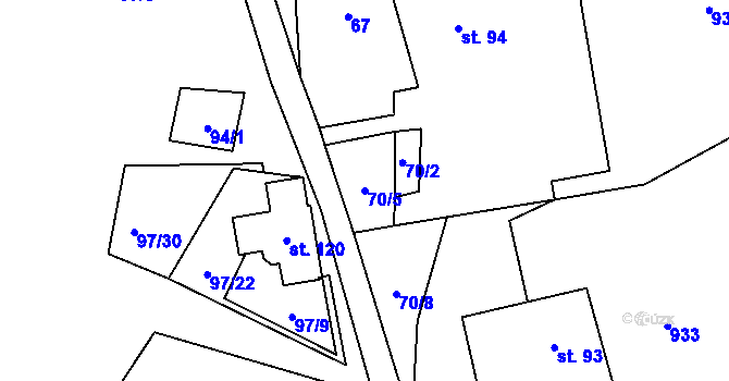 Parcela st. 70/5 v KÚ Kladno u Hlinska, Katastrální mapa
