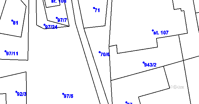 Parcela st. 70/6 v KÚ Kladno u Hlinska, Katastrální mapa