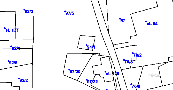 Parcela st. 94/1 v KÚ Kladno u Hlinska, Katastrální mapa