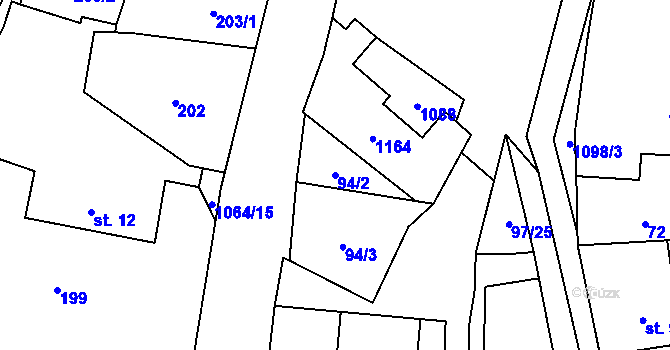 Parcela st. 94/2 v KÚ Kladno u Hlinska, Katastrální mapa