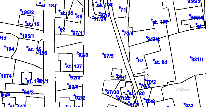 Parcela st. 97/5 v KÚ Kladno u Hlinska, Katastrální mapa