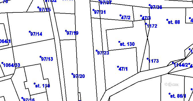 Parcela st. 97/23 v KÚ Kladno u Hlinska, Katastrální mapa