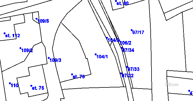 Parcela st. 104 v KÚ Kladno u Hlinska, Katastrální mapa