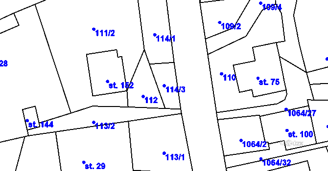 Parcela st. 114/3 v KÚ Kladno u Hlinska, Katastrální mapa