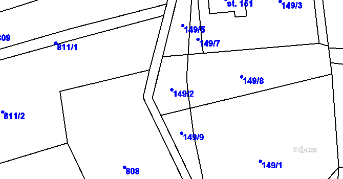 Parcela st. 149/2 v KÚ Kladno u Hlinska, Katastrální mapa