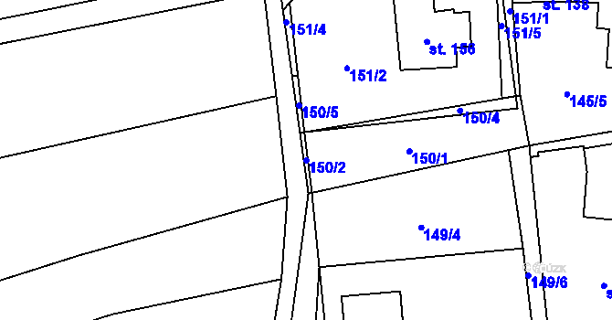 Parcela st. 150/2 v KÚ Kladno u Hlinska, Katastrální mapa