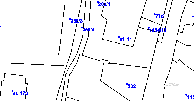 Parcela st. 203/2 v KÚ Kladno u Hlinska, Katastrální mapa