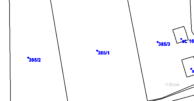 Parcela st. 385/1 v KÚ Kladno u Hlinska, Katastrální mapa