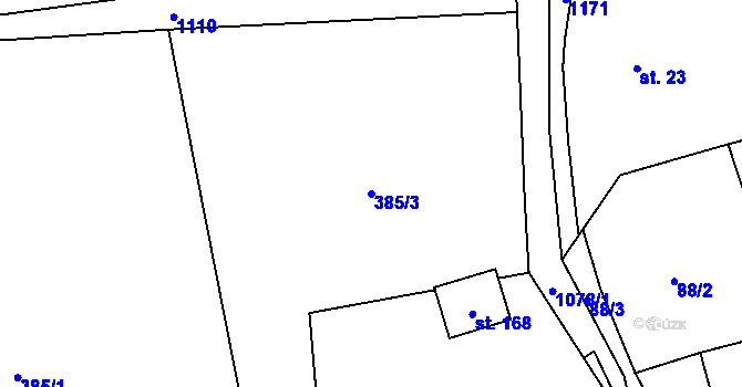 Parcela st. 385/3 v KÚ Kladno u Hlinska, Katastrální mapa