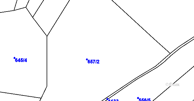 Parcela st. 657/2 v KÚ Kladno u Hlinska, Katastrální mapa