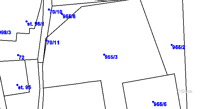 Parcela st. 955/3 v KÚ Kladno u Hlinska, Katastrální mapa