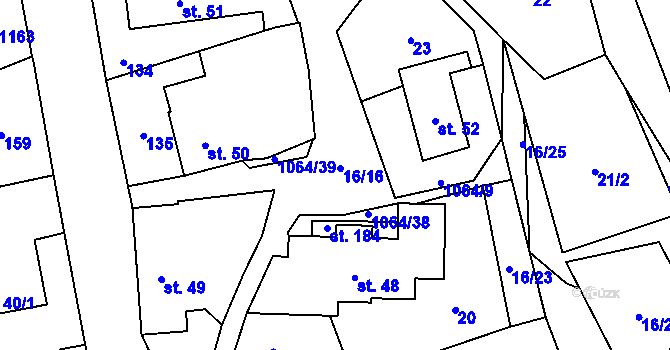 Parcela st. 1064/30 v KÚ Kladno u Hlinska, Katastrální mapa