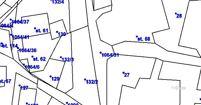 Parcela st. 1064/31 v KÚ Kladno u Hlinska, Katastrální mapa