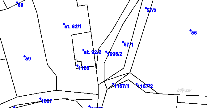 Parcela st. 1096 v KÚ Kladno u Hlinska, Katastrální mapa