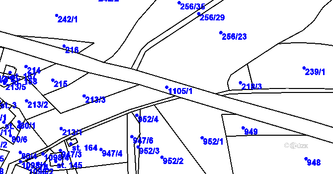 Parcela st. 1105/1 v KÚ Kladno u Hlinska, Katastrální mapa