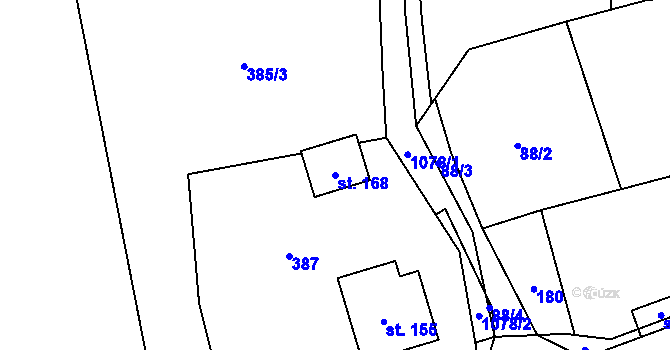 Parcela st. 168 v KÚ Kladno u Hlinska, Katastrální mapa