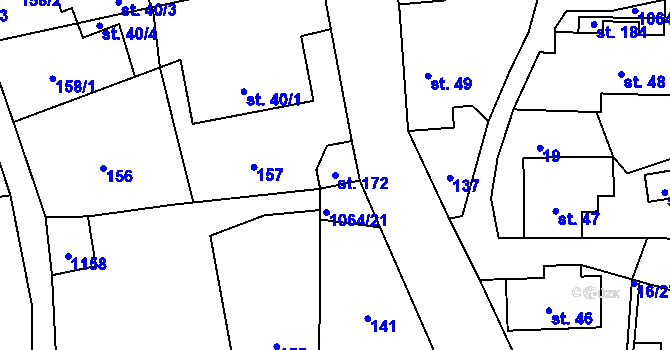 Parcela st. 172 v KÚ Kladno u Hlinska, Katastrální mapa