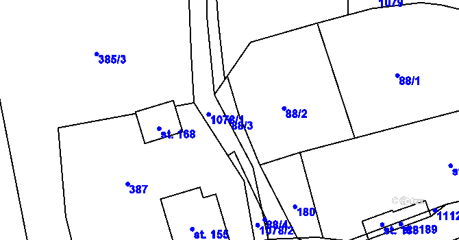 Parcela st. 88/3 v KÚ Kladno u Hlinska, Katastrální mapa