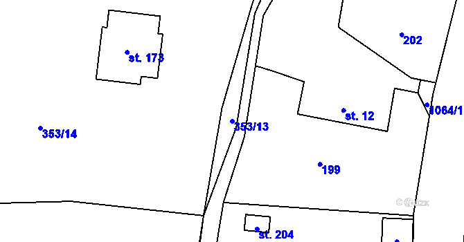 Parcela st. 353/13 v KÚ Kladno u Hlinska, Katastrální mapa