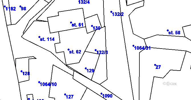 Parcela st. 132/3 v KÚ Kladno u Hlinska, Katastrální mapa