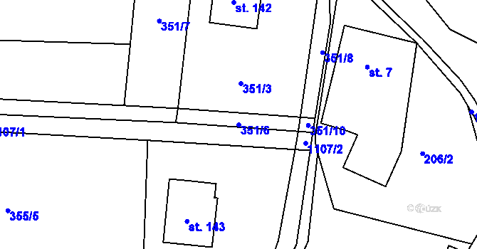Parcela st. 351/6 v KÚ Kladno u Hlinska, Katastrální mapa