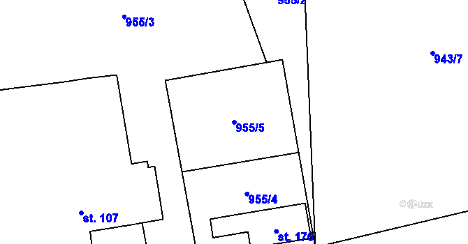 Parcela st. 955/5 v KÚ Kladno u Hlinska, Katastrální mapa