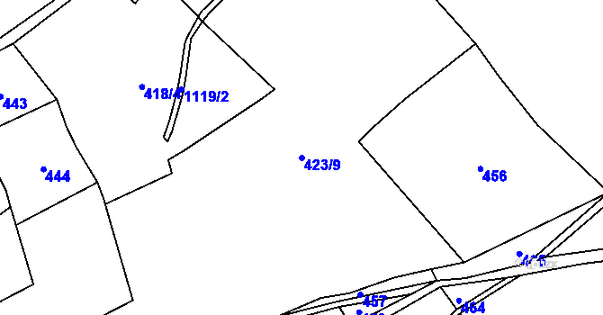 Parcela st. 423/9 v KÚ Kladno u Hlinska, Katastrální mapa