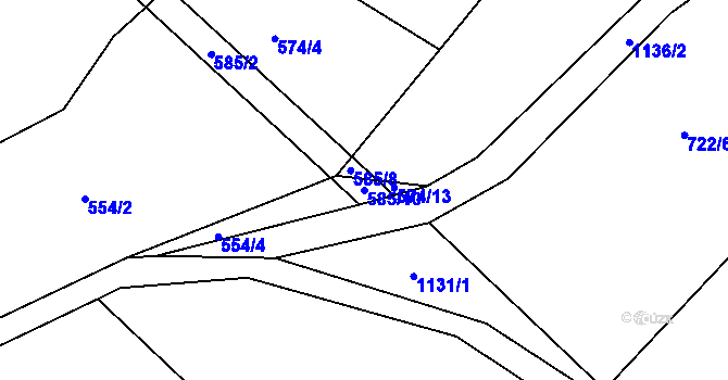 Parcela st. 585/10 v KÚ Kladno u Hlinska, Katastrální mapa