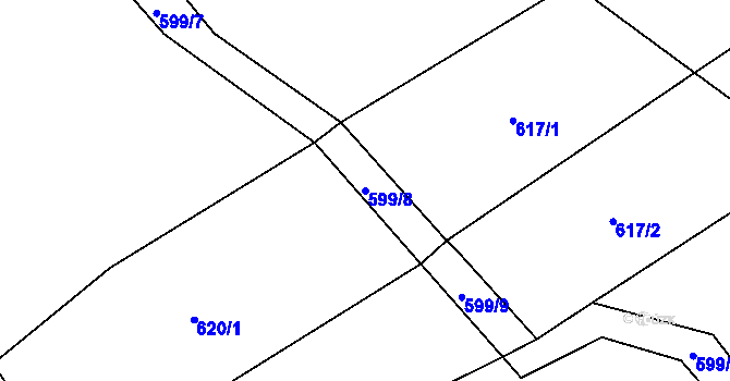 Parcela st. 599/8 v KÚ Kladno u Hlinska, Katastrální mapa