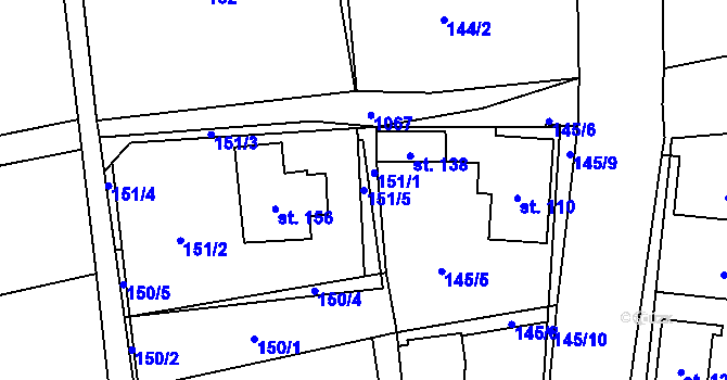 Parcela st. 151/5 v KÚ Kladno u Hlinska, Katastrální mapa