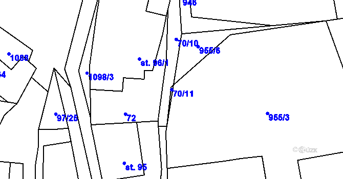 Parcela st. 70/11 v KÚ Kladno u Hlinska, Katastrální mapa