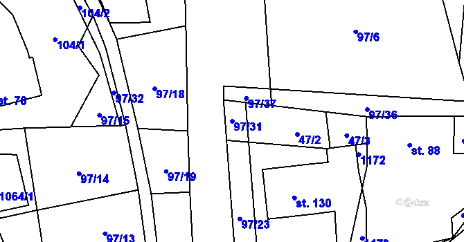 Parcela st. 97/31 v KÚ Kladno u Hlinska, Katastrální mapa