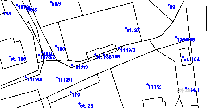 Parcela st. 189 v KÚ Kladno u Hlinska, Katastrální mapa