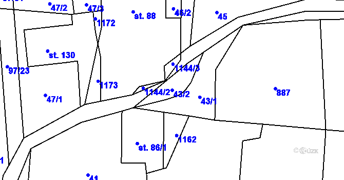 Parcela st. 43/2 v KÚ Kladno u Hlinska, Katastrální mapa