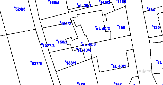 Parcela st. 40/3 v KÚ Kladno u Hlinska, Katastrální mapa