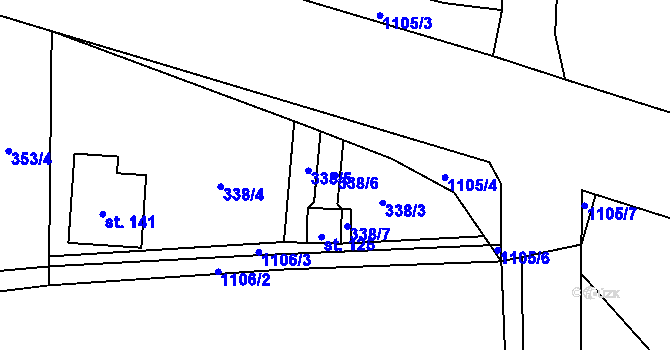 Parcela st. 338/6 v KÚ Kladno u Hlinska, Katastrální mapa