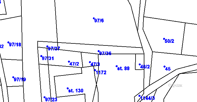 Parcela st. 97/36 v KÚ Kladno u Hlinska, Katastrální mapa