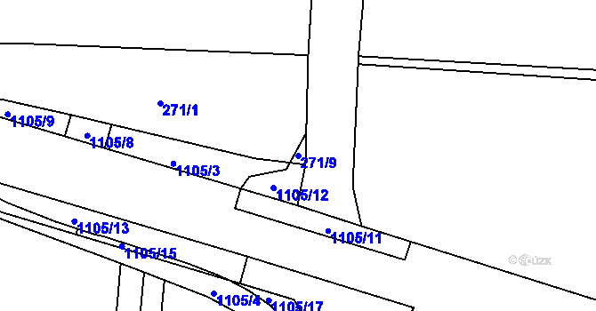 Parcela st. 271/9 v KÚ Kladno u Hlinska, Katastrální mapa