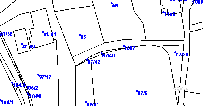 Parcela st. 97/40 v KÚ Kladno u Hlinska, Katastrální mapa