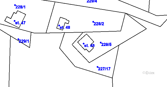 Parcela st. 49 v KÚ Kladoruby, Katastrální mapa