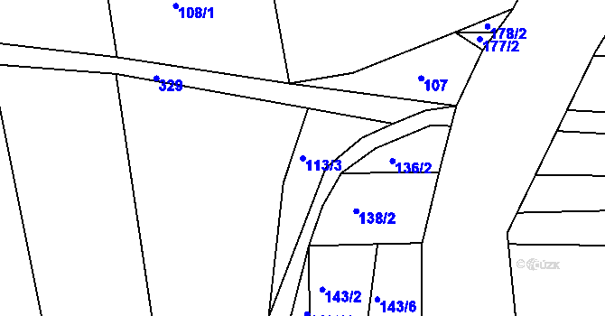Parcela st. 113/3 v KÚ Kladoruby, Katastrální mapa