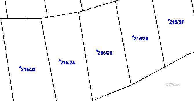 Parcela st. 215/25 v KÚ Kladoruby, Katastrální mapa