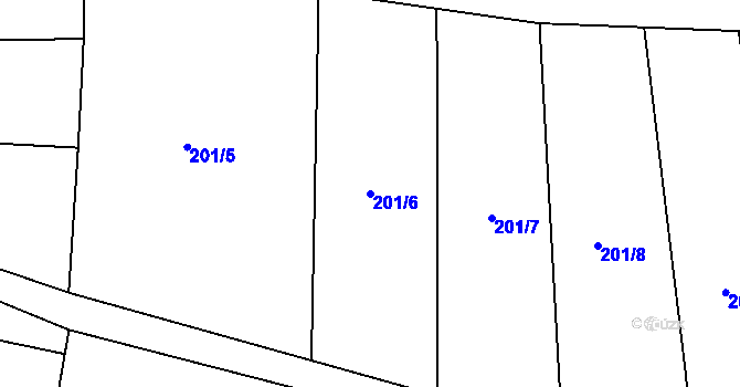 Parcela st. 201/6 v KÚ Kladoruby, Katastrální mapa