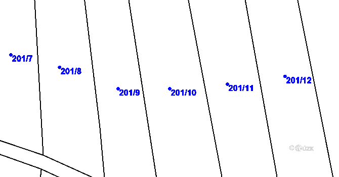 Parcela st. 201/10 v KÚ Kladoruby, Katastrální mapa