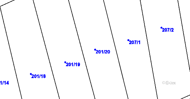 Parcela st. 201/20 v KÚ Kladoruby, Katastrální mapa