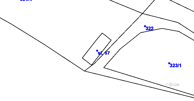 Parcela st. 57 v KÚ Trávník u Kladorub, Katastrální mapa