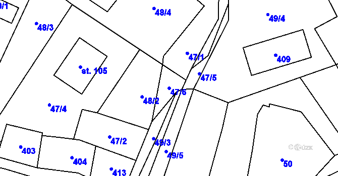 Parcela st. 47/6 v KÚ Trávník u Kladorub, Katastrální mapa