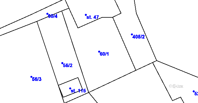 Parcela st. 60/1 v KÚ Trávník u Kladorub, Katastrální mapa