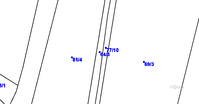 Parcela st. 64/3 v KÚ Trávník u Kladorub, Katastrální mapa